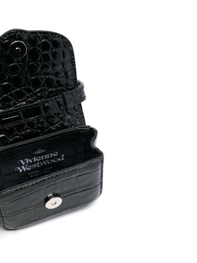 Shop Vivienne Westwood Orb-plaque Leather Mini Bag In 黑色