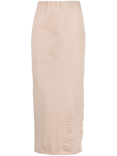 Shop Selasi Muscle Knitted Midi Skirt In Neutrals