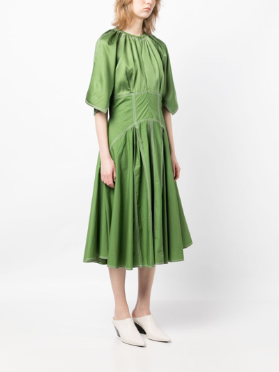 Shop Lovebirds Hankerchief Gathered Midi Dress In 绿色