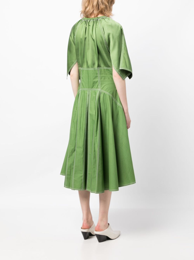 Shop Lovebirds Hankerchief Gathered Midi Dress In 绿色