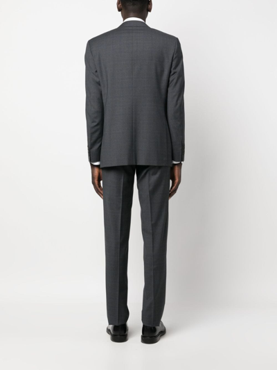 Shop Canali Check-pattern Single-breasted Suit In Grey