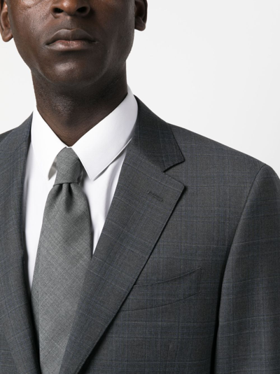 Shop Canali Check-pattern Single-breasted Suit In Grey
