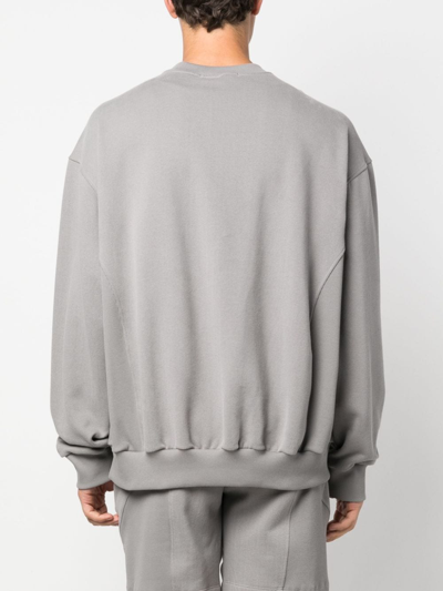 Styland Crew-neck Cotton Fleece Sweatshirt In Grey