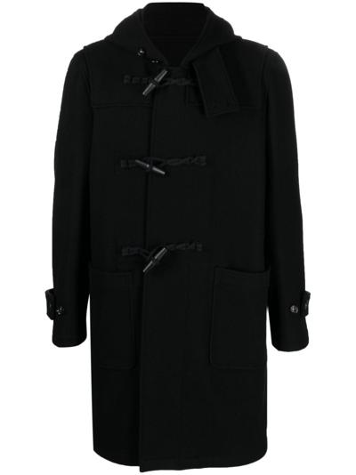 Shop Lardini Hooded Duffle Coat In 黑色