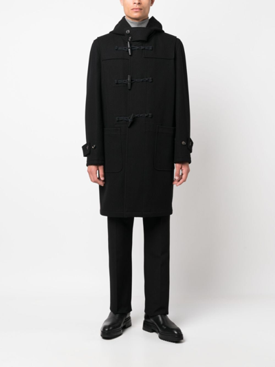 Shop Lardini Hooded Duffle Coat In 黑色