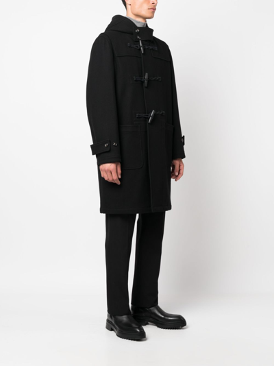 Shop Lardini Hooded Duffle Coat In 黑色