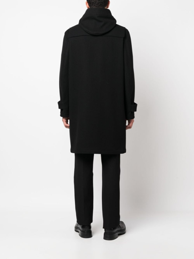 Shop Lardini Hooded Duffle Coat In 黑色