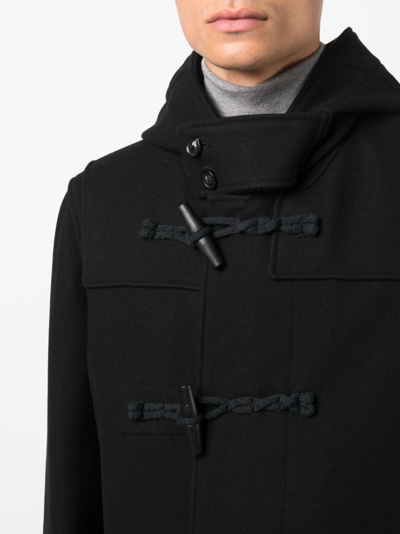 Shop Lardini Hooded Duffle Coat In 黑色