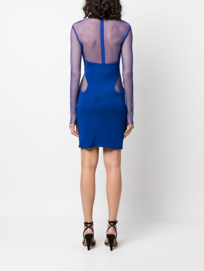 Tom Ford Crepe Mesh-panelling Mini Dress In 蓝色