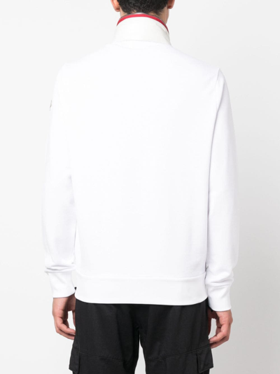 Shop Moncler Logo-patch Zip-up Sweatshirt In 白色