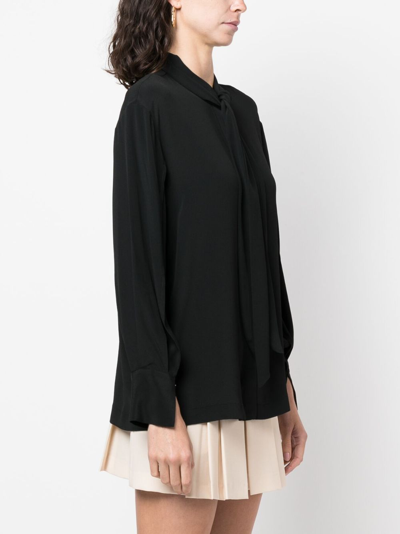 Shop Semicouture Bow-detailing Cut-out Shirt In 黑色