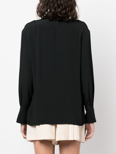 Shop Semicouture Bow-detailing Cut-out Shirt In 黑色
