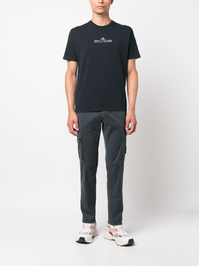 Shop Stone Island Compass-patch Straight-leg Trousers In 灰色