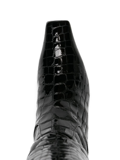Shop Khaite The Marfa Crocodile-effect Leather Boots In Black