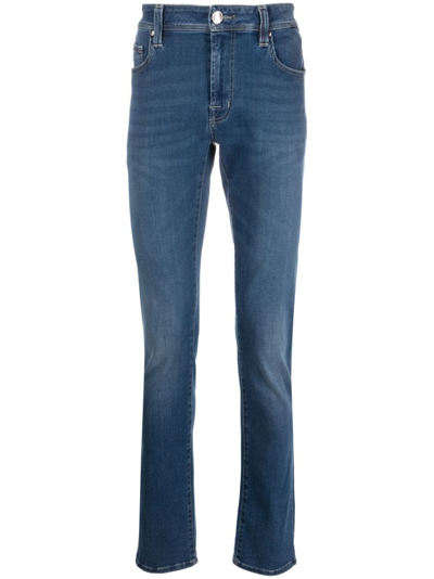 Shop Sartoria Tramarossa Low-rise Straight-leg Jeans In Blue
