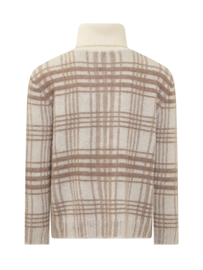 Shop Jw Anderson Tartan Turtleneck Sweater In Off White/brown