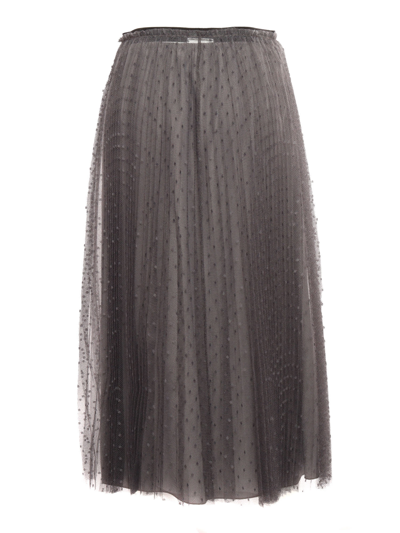 Shop Red Valentino Soft Point Desprit Skirt In Grey