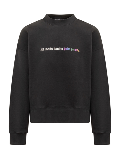 Shop Palm Angels All Roads Sweatshirt In Black White