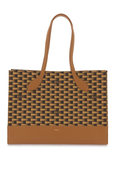 Shop Bally Pennant Tote Bag In Multideserto Oro (brown)