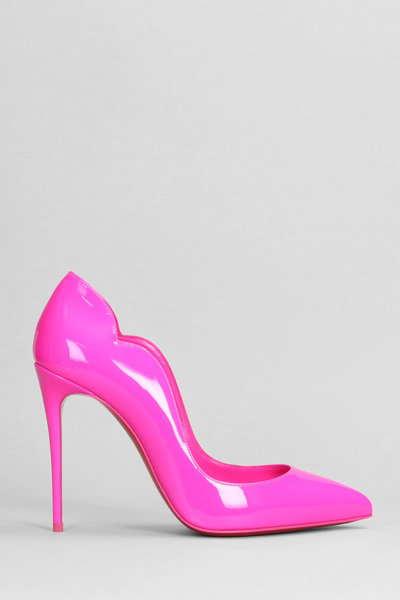 Shop Christian Louboutin Hot Chick Sling 100 Pumps In Fuxia Patent Leather