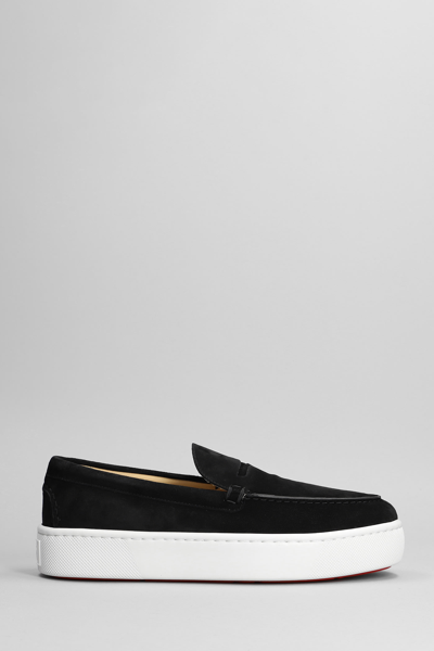 Shop Christian Louboutin Paqueboat Flat Sneakers In Black Suede