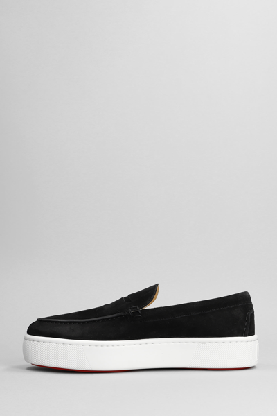 Shop Christian Louboutin Paqueboat Flat Sneakers In Black Suede