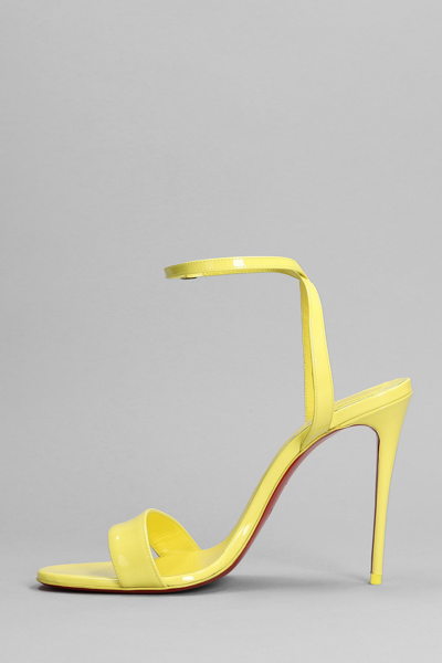 Shop Christian Louboutin Loubigirl 100 Sandals In Yellow Patent Leather