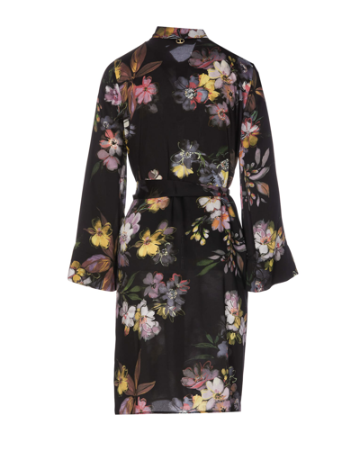 Shop Twinset Floral Print Dress In Black