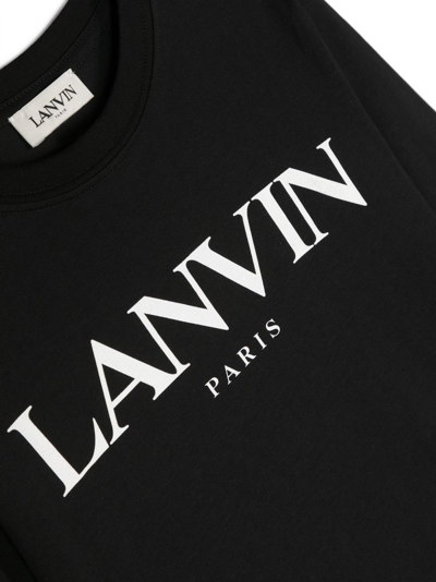 Shop Lanvin T-shirt Nera In Jersey Di Cotone Bambino In Nero