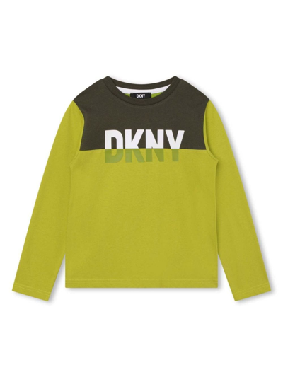 Dkny Colour-block Logo-print Sweatshirt In Verde