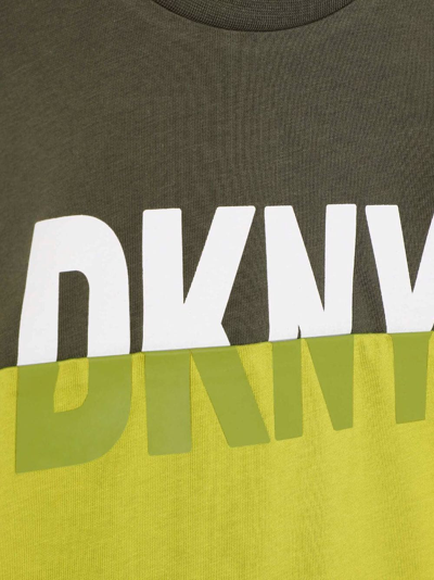 Shop Dkny T-shirt Verde Con Pannelli A Contrasto Bambino