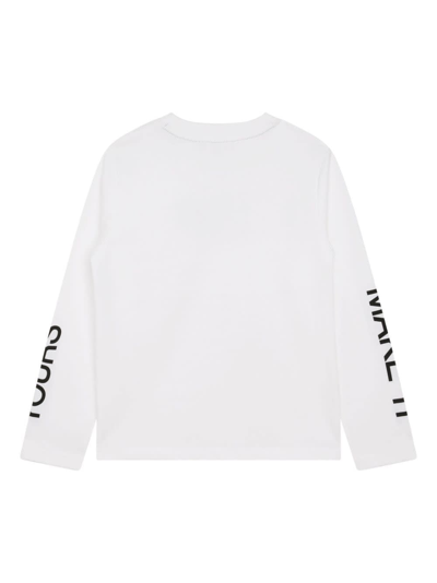 Shop Dkny T-shirt Bianco In Jersey Di Cotone Bambino In Nero