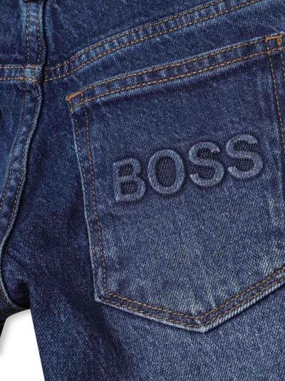 Shop Hugo Boss Jeans Blu Navy Stretch In Denim Di Cotone Bambino