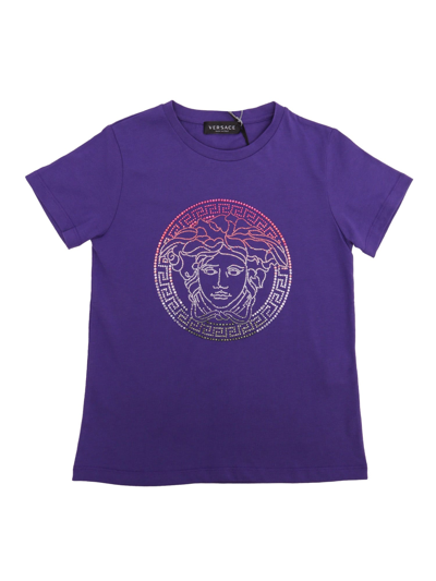 Shop Versace Rainbow Medusa T-shirt In Purple