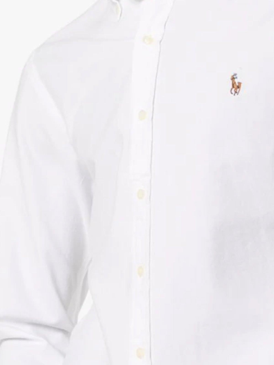 Shop Polo Ralph Lauren Logo Embroidered Shirt In Bianco
