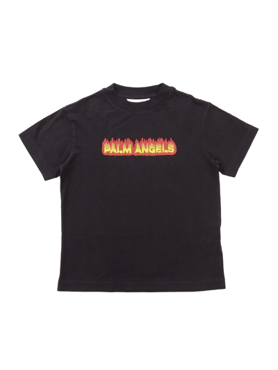 Shop Palm Angels Flame Logo T-shirt In Black