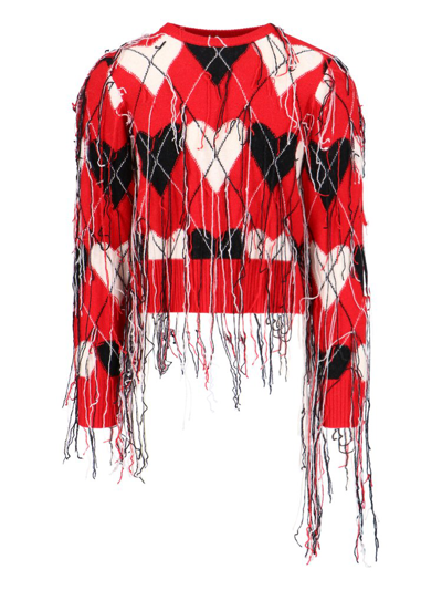 Shop Charles Jeffrey Loverboy Guddle Fringed Intarsia In Red