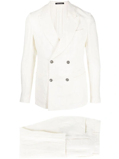 Shop Emporio Armani Linen Suit In White