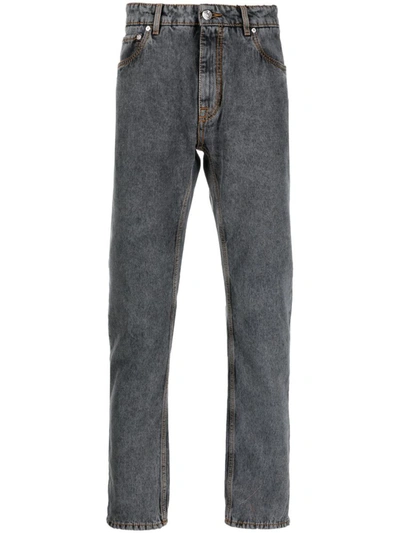 Shop Etro Logo Denim Cotton Jeans In Grey