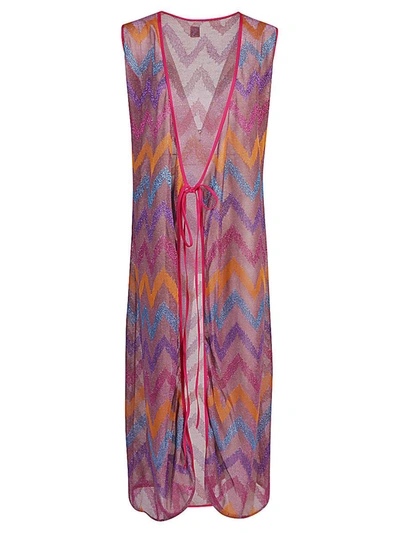Feel Me Fab Quadrifoglio Printed Long Dress In Multicolour