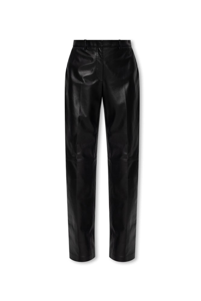 Shop Loewe Tailored Leather Trousers In Black