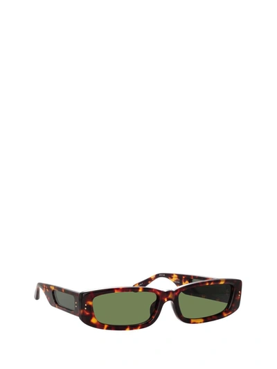 Shop Linda Farrow Sunglasses In Dark T-shell / Light Gold