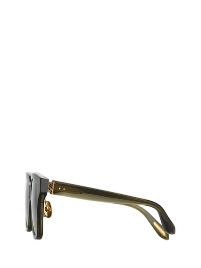 Shop Linda Farrow Sunglasses In Translucent Green / Light Gold