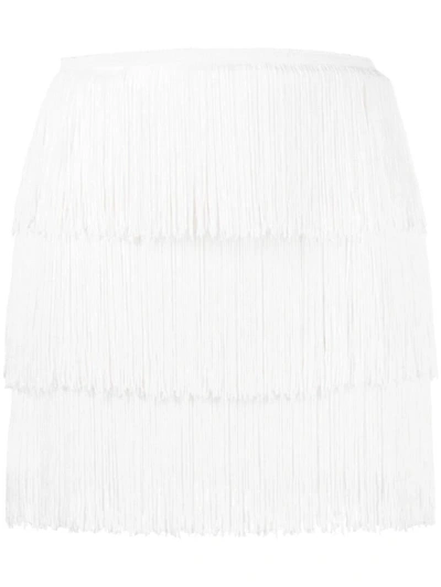 Shop Norma Kamali Fringe Mini Skirt In White