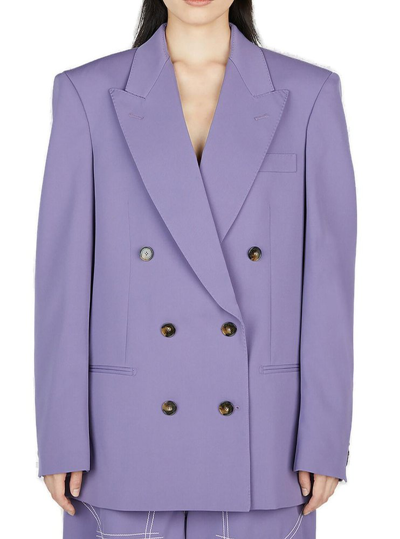 Shop Stella Mccartney Double Breasted Tailored Jacket In Purple