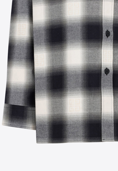 Shop Givenchy Checked Shirt With Hood In Monochrome