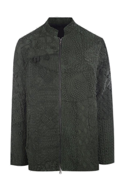Shop By Walid Embroidered Patchwork Zipped Jacket In Green