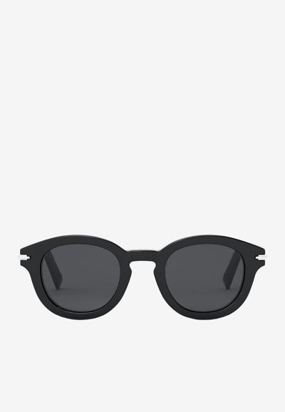 Shop Dior Blacksuit R5i Round Sunglasses In Gray