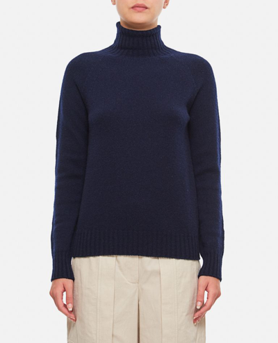Drumohr Lamswool Turtleneck Sweater In Blue