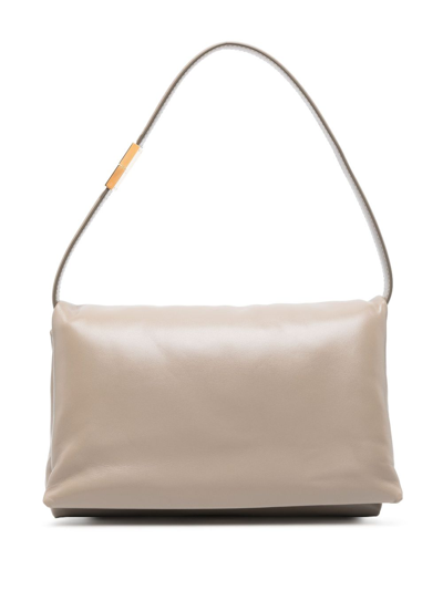Shop Marni Medium Prisma Leather Crossbody Bag In Neutrals